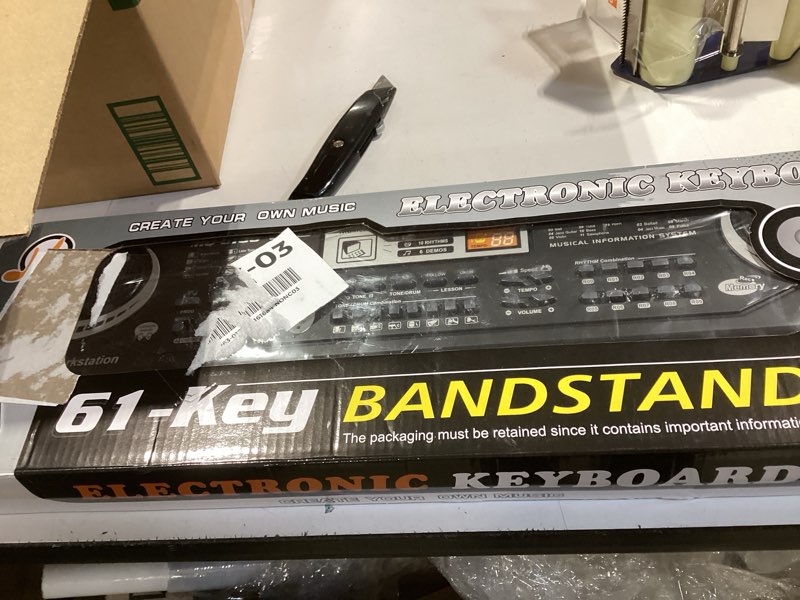 Condition photo showing As Is for 61 key piano keyboard, electronic digital piano for kids beginner with microphone, 16 tones, 6 demos, 10 rhythms, recording, keyboard piano for boys and girls’ christmas/birthday gift