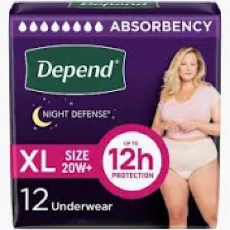 (Pack of 4) XL Depend Night Defense Adult Incontinence Underwear for Women - Overnight Absorbency - Blush 12 UNDERWEAR