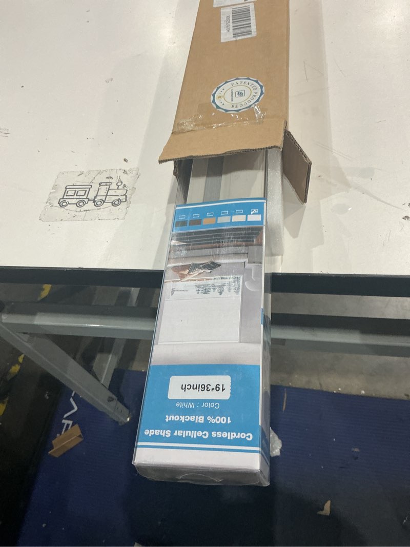 Condition photo showing New/Like New for lazblinds cordless cellular shades, no tools no drill blackout honeycomb shades pleated blinds for windows, 33" w x 64" h, dark grey blackout-dark grey 33'' w × 64'' h