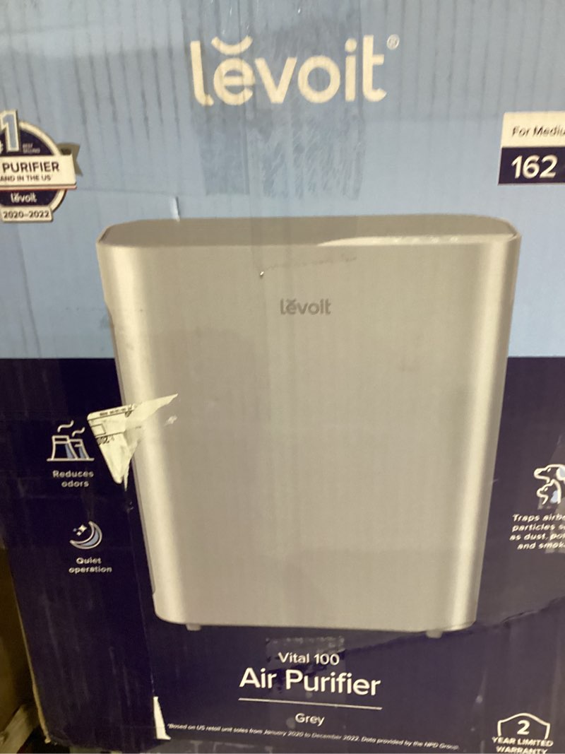 Condition photo showing New/Like New for LEVOIT Air Purifiers for Home Large Room, Main Filter Cleaner with Washable Filter for Allergies, Smoke, Dust, Pollen, Quiet Odor Eliminators for Bedroom, Pet Hair Remover, Vital 100, Grey