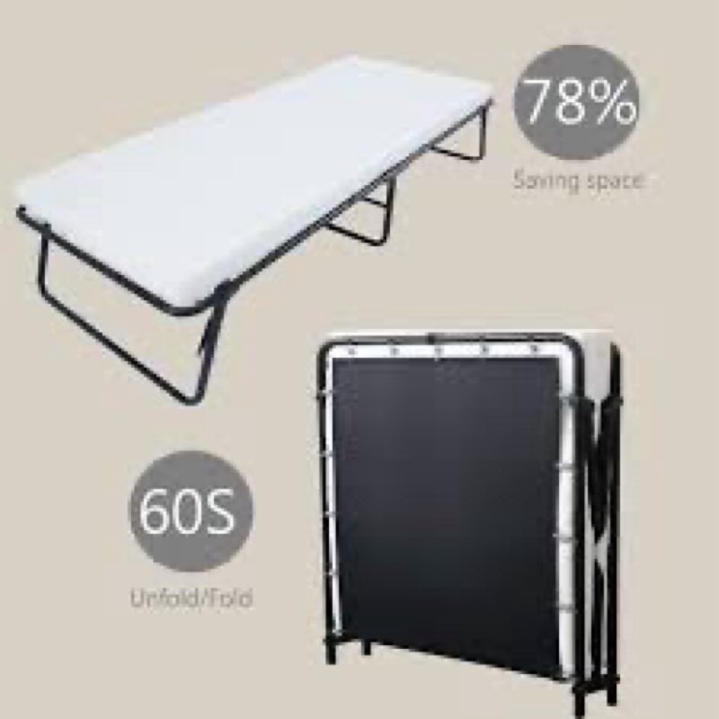 LEISUIT Foldaway Guest Bed Cot - Portable Folding Bed Frame with Thick Memory Foam Mattress for Spare Bedroom & Office