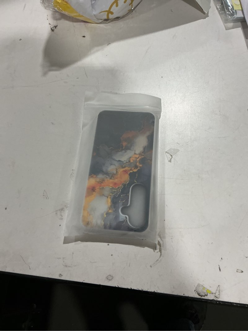 Condition photo showing New/Like New for Compatible with Samsung Galaxy S24 Plus & S25 Plus Case Cute with Card Holder/Slim Slot Wallet Phone Case for S24+ & S25+ / Grey Yellow Marble Natural Stone Swirls Painting