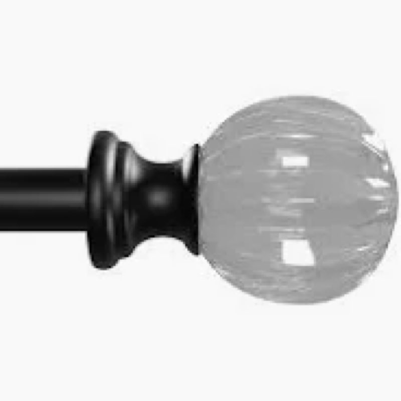 style selections talia 28  -in to 48 -in matte black steel single curtain rod with finials | fsi