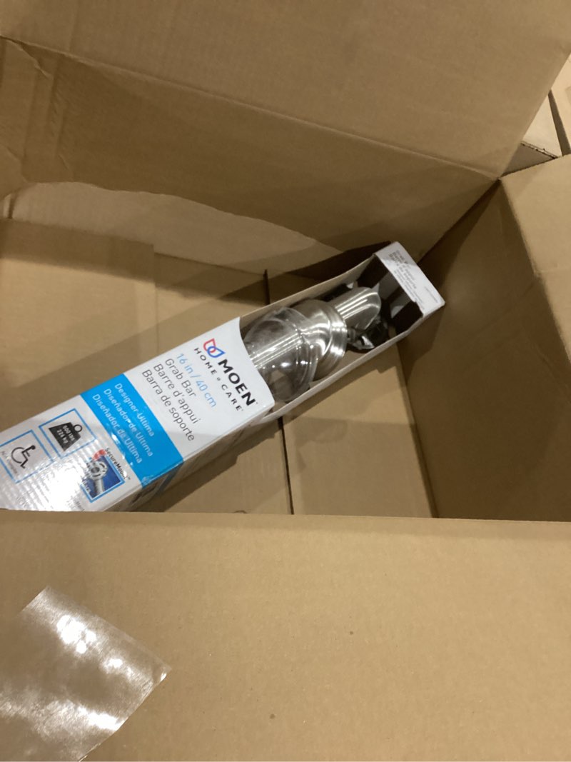 Condition photo showing As Is for Moen Home Care Bathroom Safety 16 Inch Designer Stainless Steel Handicap Grab Bar for Bathtub and Shower, Concealed Screws, Brushed Nickel, LR8716D3BN Grab Bar 16-Inch Brushed Nickel