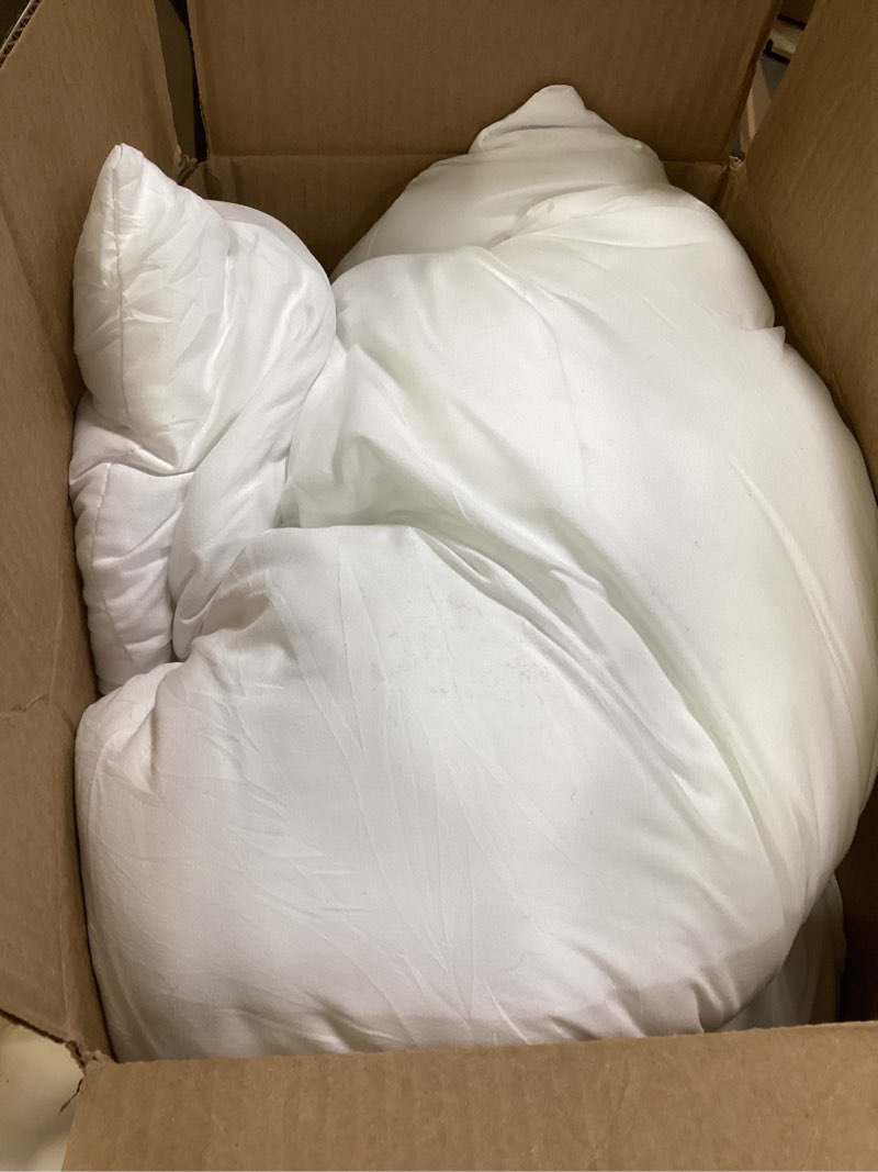 Condition photo showing As Is for EDOW Throw Pillow Inserts, Set of 2 Lightweight Down Alternative Polyester Pillow, Couch Cushion, Sham Stuffer, Machine Washable. (White, 24x24) 24"x24"