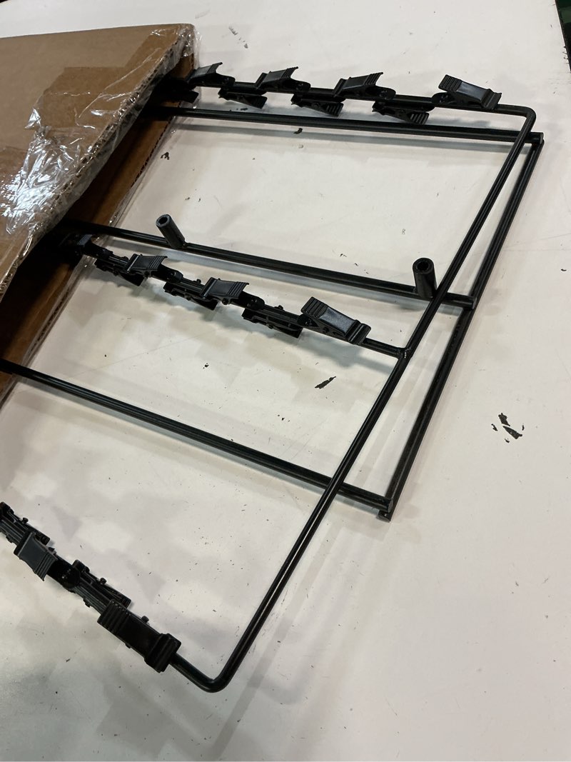 Condition photo showing Good Condition for snack rack countertop display stand, 3 rows, 45 clips, black, metal, hang chips, snacks, candy at retail, great for parties and events,1 pack