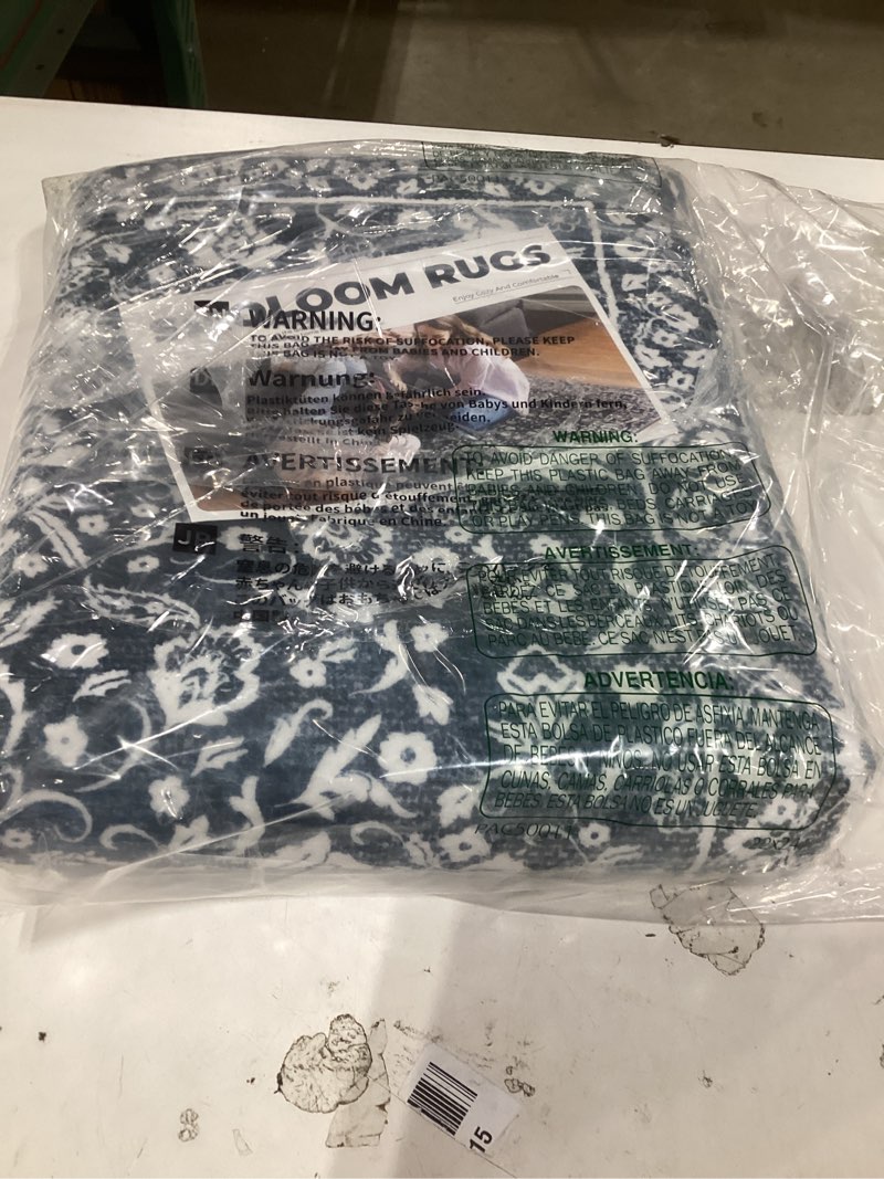 Condition photo showing New/Like New for vintage washable 2x5 rug runner, navy runners for hallways, super soft kitchen runner rug non slip, print faux wool floral thin carpet runner for entryway indoor bedroom 2' x 5' (runner) navy and white