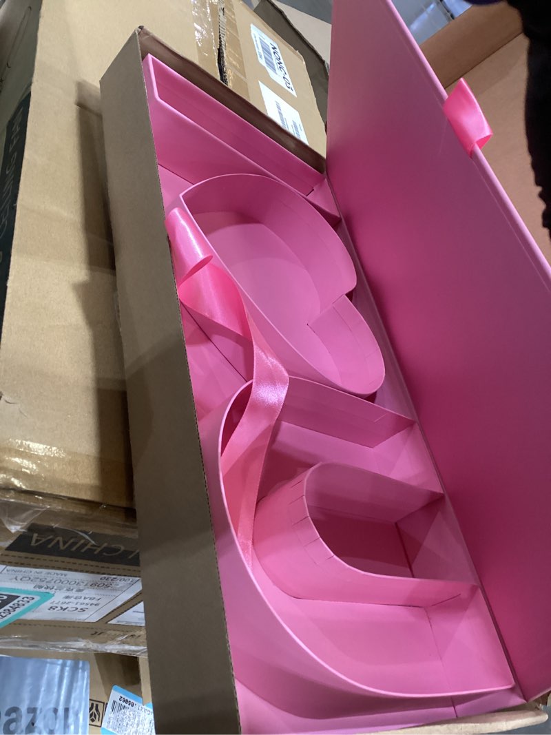 Condition photo showing Good Condition for WENPACK Empty Flower Gift Box I Love U Cardboard Letter Shaped Fillable Chocolate Strawberry Candy Packaging (Pink) 1 Count (Pack of 1) Pink