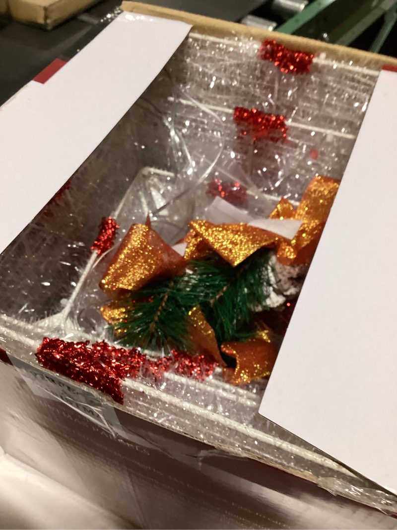 Condition photo showing As Is for Christmas Lighted Gift Boxes Decorations Set of 4, 2.8Ft Stackable Christmas Nesting Boxes Battery Operated with Timer for Home and Party Decoration 8"-6"-5"-4" Red Bow