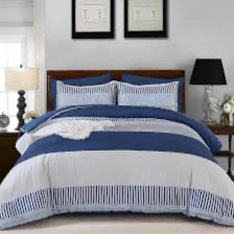 navy blue comforter set queen size,boho striped comforters for boys&girls,7 pieces bed in a bag simp