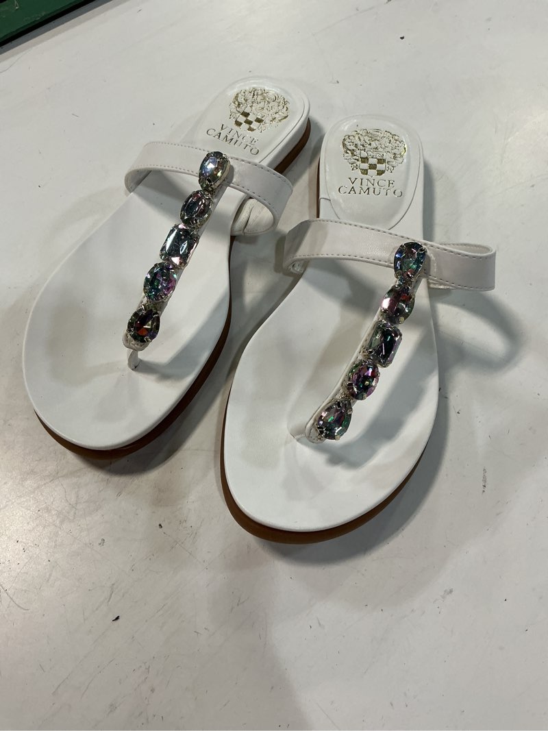 Condition photo showing As Is for womens rhinestone thong 11 white ( similar