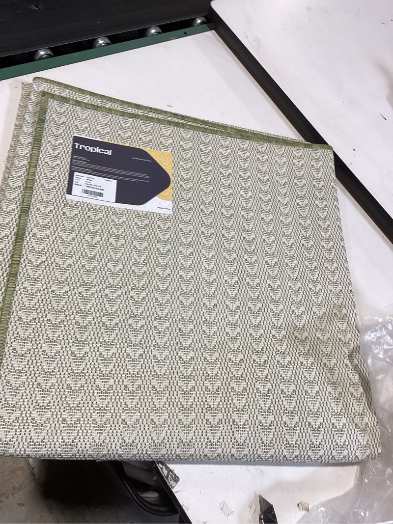 Condition photo showing Good Condition for safavieh area rug 6x9 - natural fiber collection - natural & olive green, seagrass, herringbone pattern with border (nf115g) rectangular natural/olive 6' x 9' (rectangular)