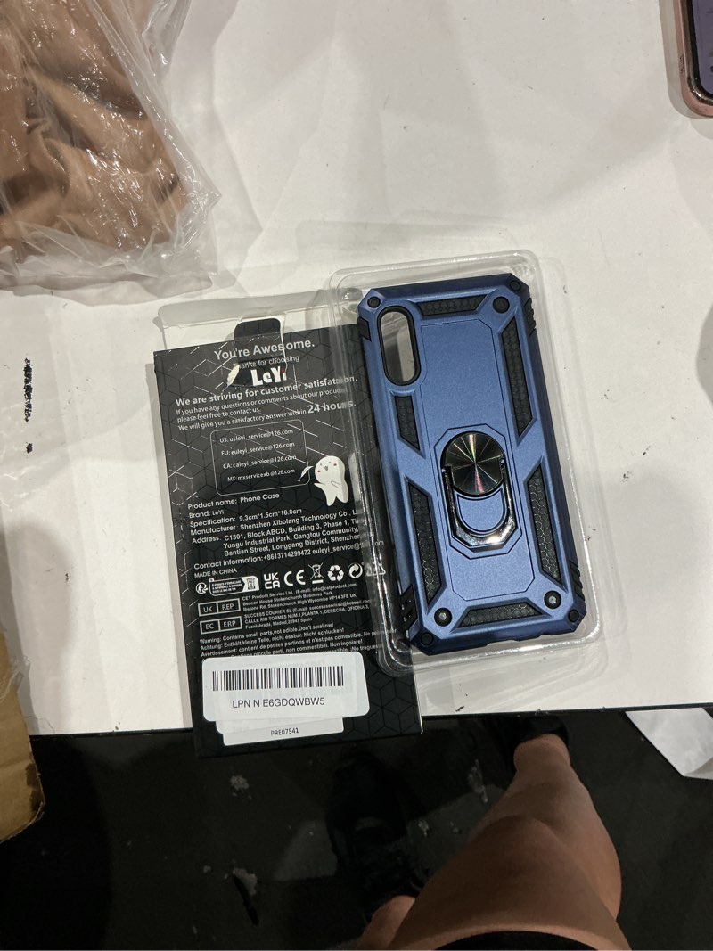 Condition photo showing Good Condition for leyi for galaxy a10e phone case with tempered glass screen protector and camera lens protector, heavy duty rugged android unlocked samsung a10e cover with magnetic ring holder stand men, blue deepsea blue