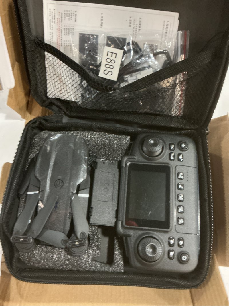 Condition photo showing Good Condition for E99 Drone with Screen Controller, Two-batteries, Altitude Hold, One Key Take Off/Landing, Active Obstacle Avoidance. with Black Outdoor Carrying Case. (Black - 2 batteries)