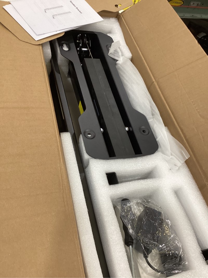 Condition photo showing Good Condition for motorized pull down tv mount with speaker bracket over fireplace, electric height adjustable wall mount for 32-70" tv up to 77lbs, full motion swivel & tilt, remote control, max vesa 600x400mm black for 32-70 inch tv with speaker bracket