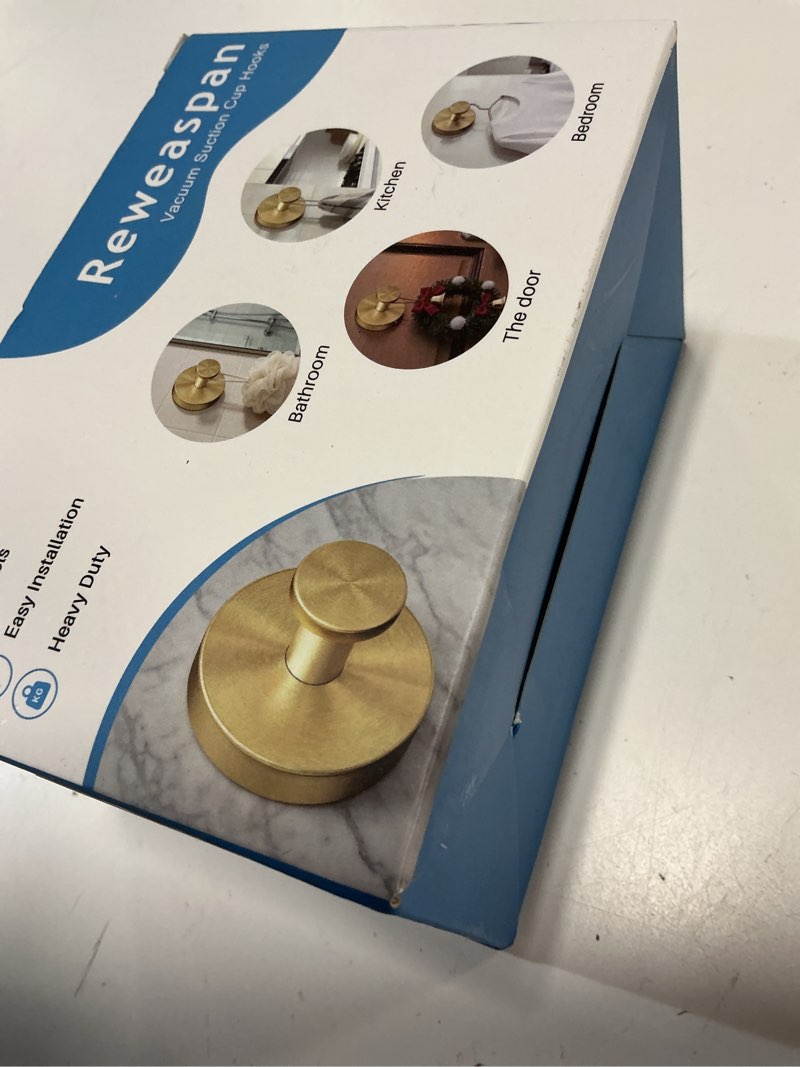 Condition photo showing New/Like New for suction cup hooks for shower, heavy duty towel hooks for walls no damage, suitable for hanging towels, robes, coats, holds 15 lbs-4pack, brushed silver 4 pack silver