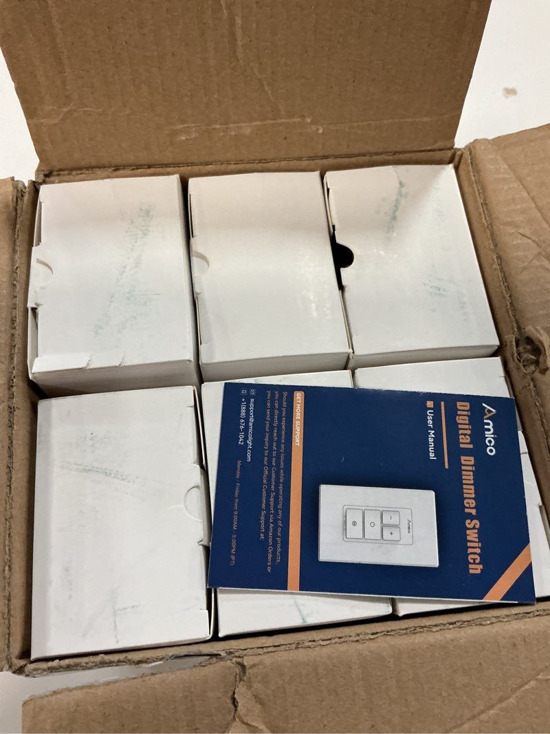 Condition photo showing Good Condition for amico electronic dimmer switch, touch button control, single-pole with led indicator, 150w dimmable led & 450w incandescent, includes wall plate, etl listed, 6 pack, white standard electronic white 6