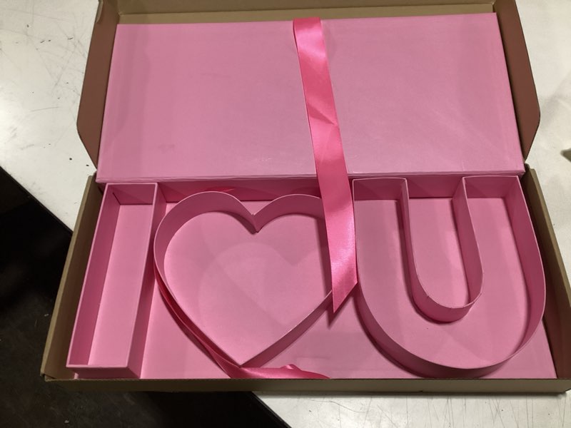 Condition photo showing Good Condition for WENPACK Empty Flower Gift Box I Love U Cardboard Letter Shaped Fillable Chocolate Strawberry Candy Packaging (Pink) 1 Count (Pack of 1) Pink