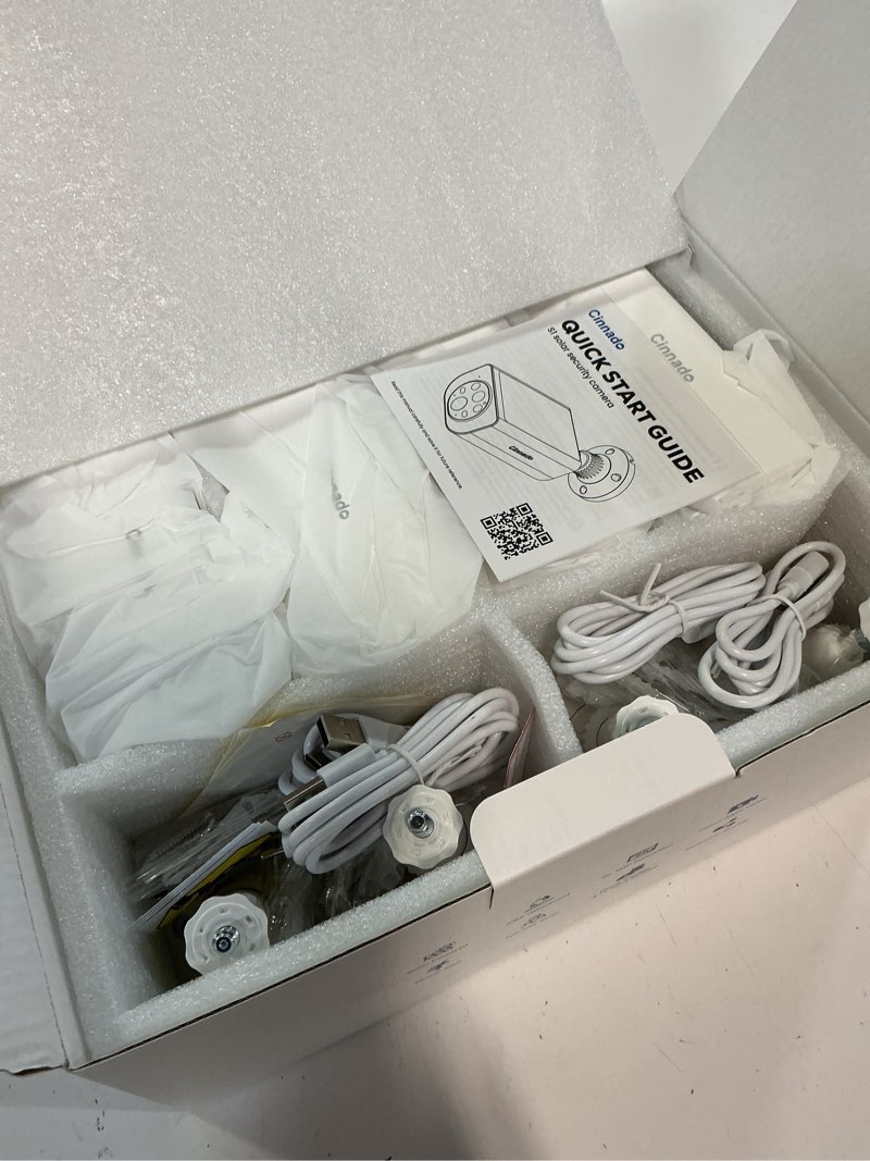 Condition photo showing New/Like New for cinnado security cameras wireless outdoor - home security cameras solar & battery powered with 2k color night vision, 2-way talk & spotlight, continuous power, 2.4 ghz wi-fi, easy set up, s1 4 pack wifi camera 4 pack