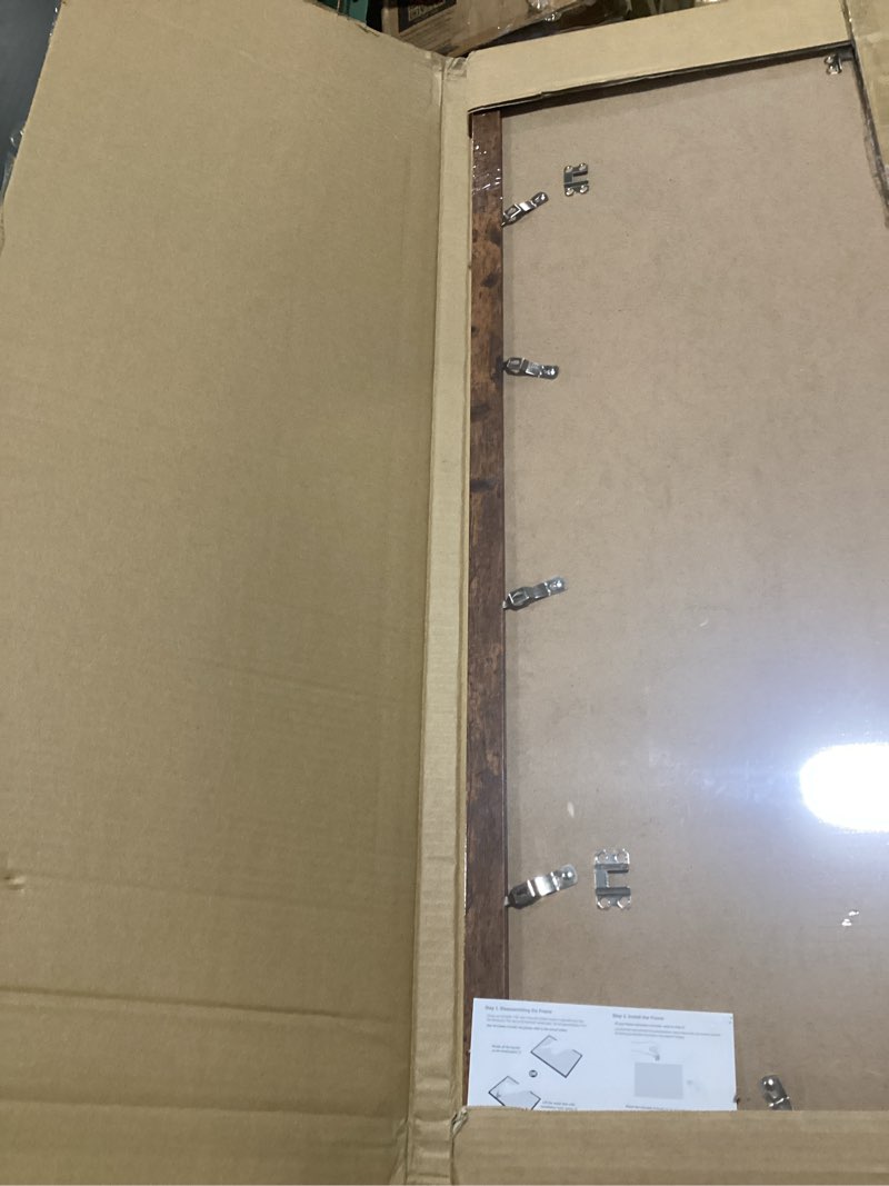 Condition photo showing New/Like New for Wood 24x36 Picture Frame with 20x30 Mat, Display 20x30 with Mat or 24x36 Without Mat, Wood 24 by 36 Photo Frame, 24 x 36 Frame for Wall Hanging Display, Deep Brown 1 24x36 inch