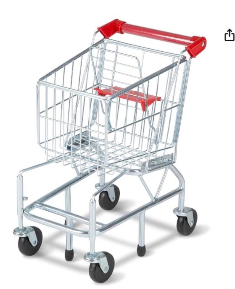 Melissa & Doug Toy Shopping Cart, Grocery Store Pretend Play Toys with Sturdy Metal Frame & Working Wheels, Toddler Shopping Cart, Preschool Learning Toys for Girls & Boys 3+