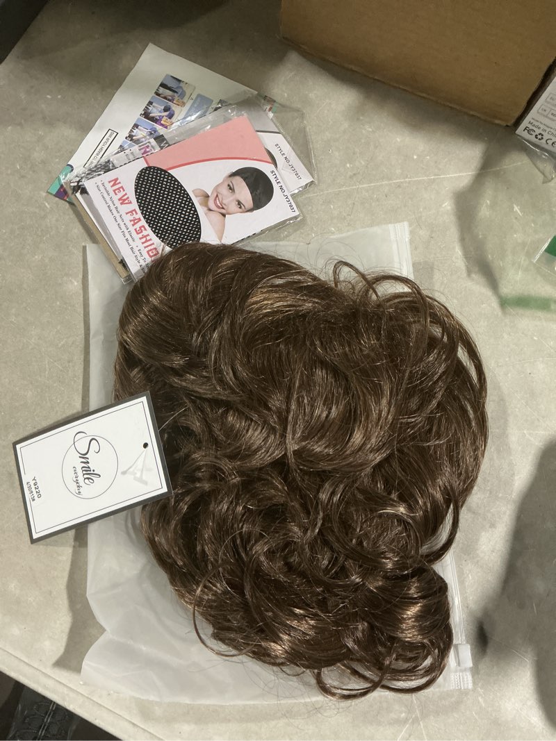 Condition photo showing Good Condition for short wavy brown kids wig synthetic fluffy boys wig cosplay halloween costume party use