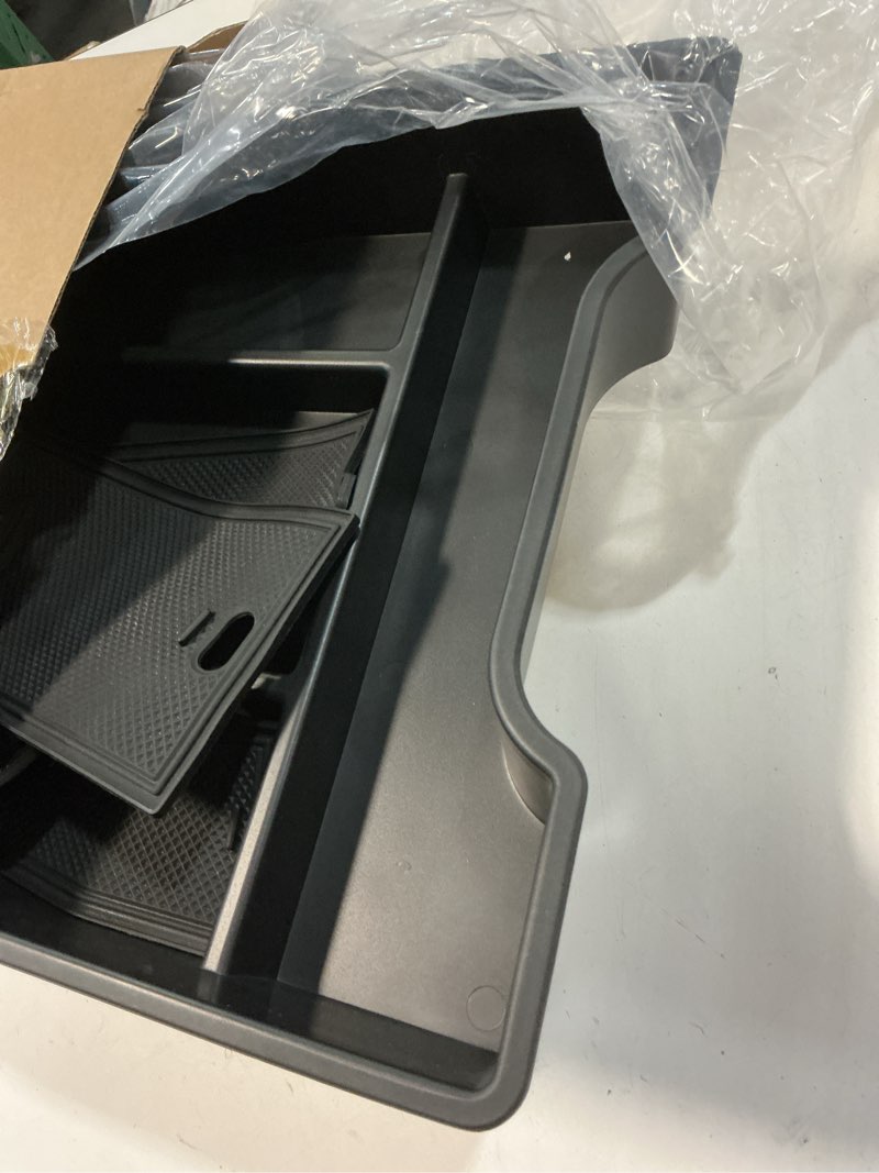 Condition photo showing Good Condition for center console organizer, 2pcs storage tray compatible with 2019-2025 chevy silverado/gmc sierra 1500 & 2020-2025 chevy silverado/sierra 2500hd 3500hd (split-bench folding seat)-black split bench folding seat-2pcs-black