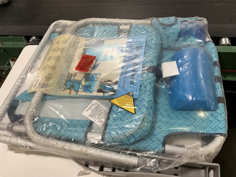 Condition photo showing New/Like New for tommy bahama backpack cooler chair with storage pouch and towel bar, blue