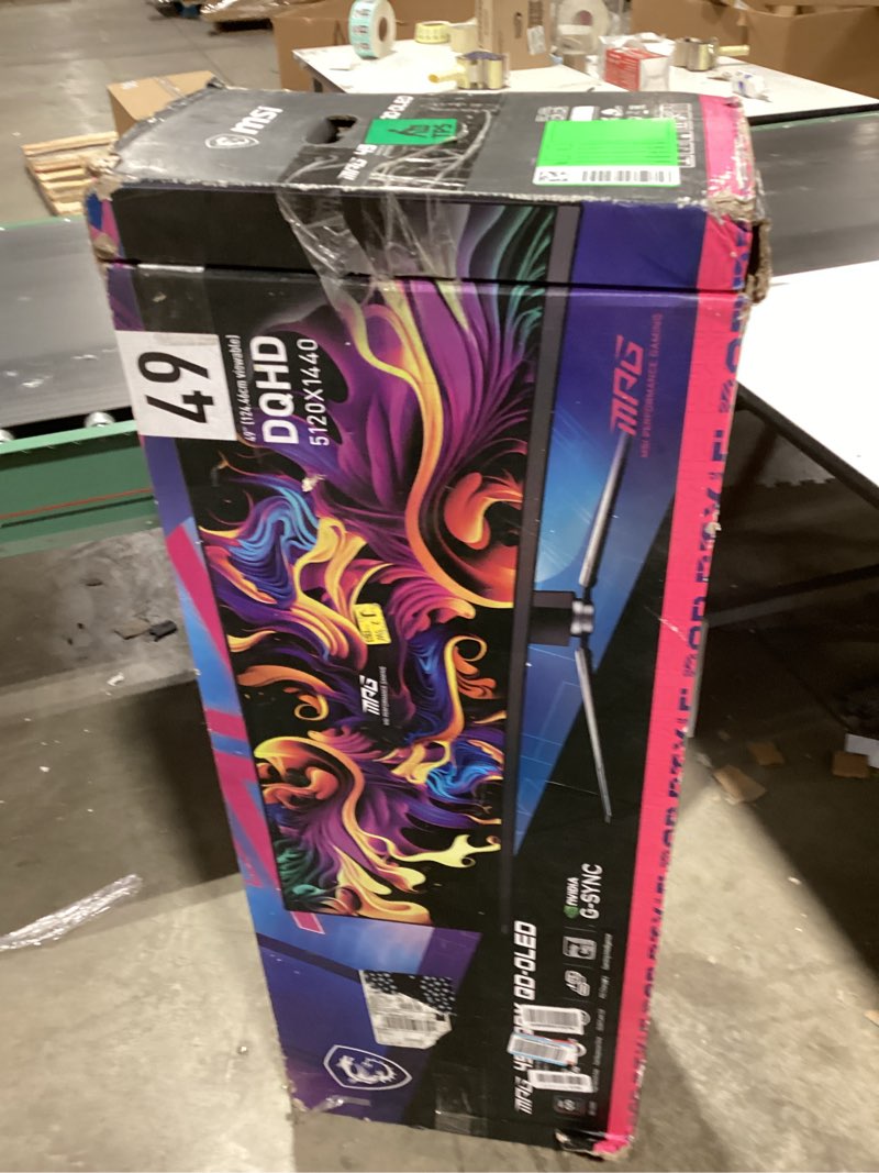 Condition photo showing New/Like New for msi MPG 491CQPX QD-OLED 49-inch QD-OLED 5120 x 1440 (DQHD) Computer Monitor, 240Hz, Adaptive-Sync, HDMI, Display Port, VGA Port, VESA Mountable, Tilt, Height Adjustable, Speaker, 0.03ms, Black 49" 240Hz