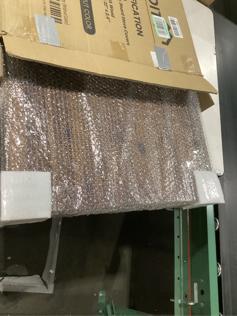 Condition photo showing New/Like New for Stove Top Covers for Electric Stove 30”x22” (Outer) / 28.9”x20.8” (Inner) - Acacia Wood Noodle Board Gas Stovetop - Stove Top Covers for Gas Burners - Sink Cover For Counter Space (Walnut, X-Large) Walnut X-Large