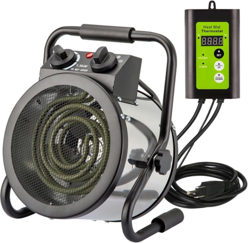 Greenhouse Heater with Digital Thermostat, Green House Heater for Plants?Electric Grow Tent Heaters, 1500W Fast Heating with Overheat Protection, Space Heater for Flower Room, Silvery