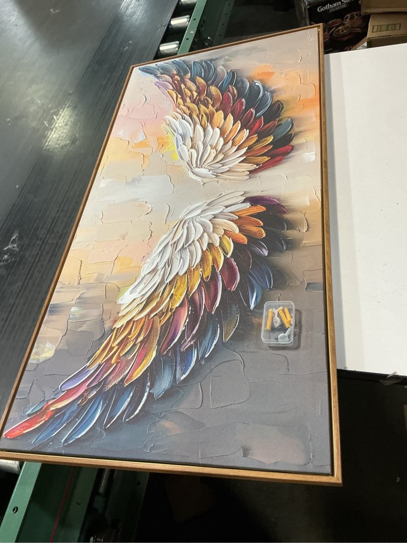 Condition photo showing Good Condition for Angel Wings Art Piece 20”X 40” 