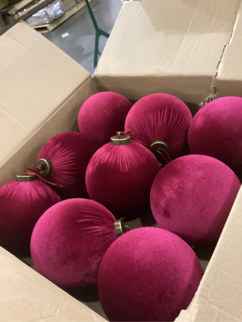 9 PCS Velvet Christmas Balls Ornaments 4inch& 6inch Christmas Large Ball Set for Xmas Tree Decor, Ho