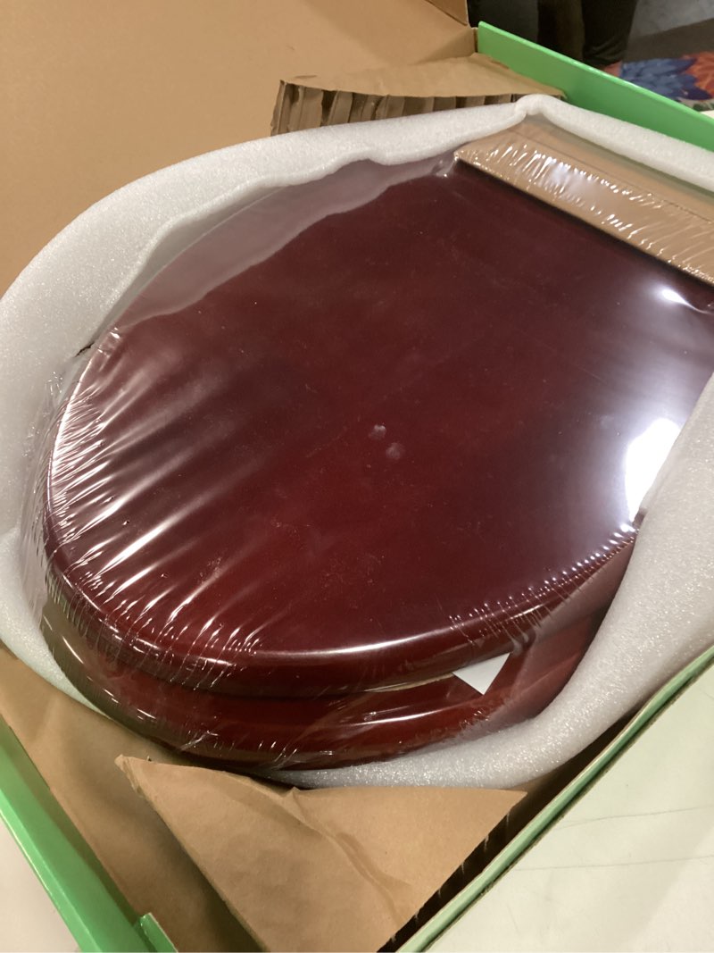 Condition photo showing New/Like New for Toilet Seat, Solid Wood, Rubber Wood, High Gloss Finish, Mahogany Red, PIKLiDS (Elongated)
