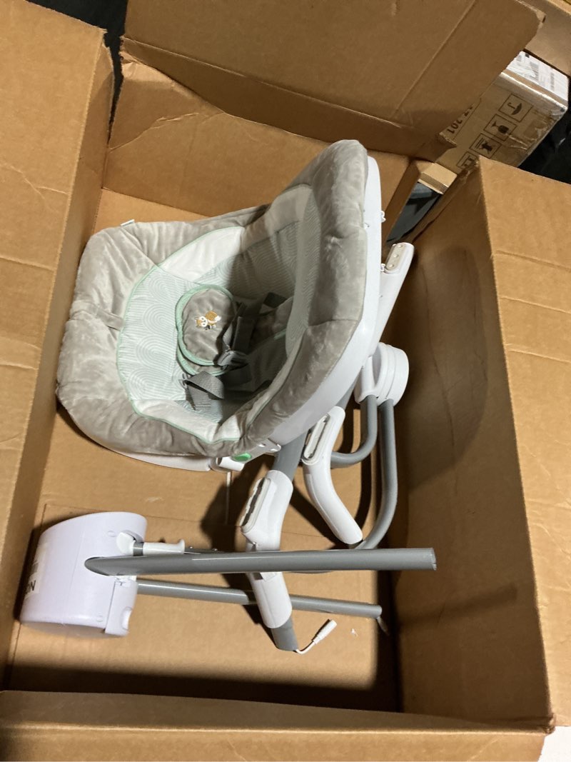 Condition photo showing As Is for ingenuity inlighten 2-in-1 soothing baby swing & rocker - vibrating swivel infant seat, soothing sounds, lights - remy