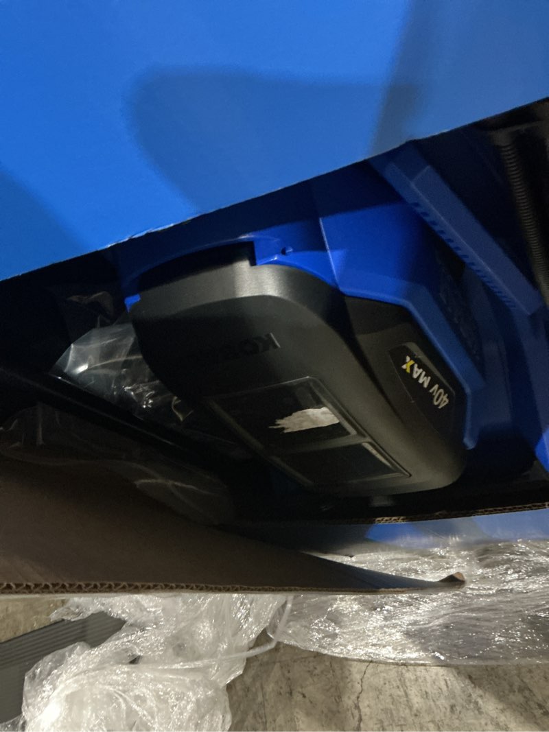 Condition photo showing As Is for kobalt 40-volt 21-in brushless battery push lawn mower 6 ah (battery and charger included)
