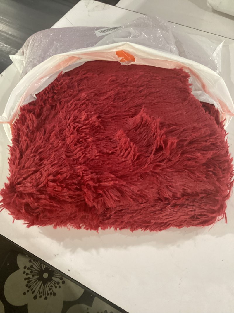 Condition photo showing Good Condition for finre?c red rugs for living room bedroom, 3x5 feet fluffy shag area rug, non-slip plush fuzzy rugs for nursery kids room dorm room home decor, indoor furry floor carpet d-red 3' x 5' (rectangular)