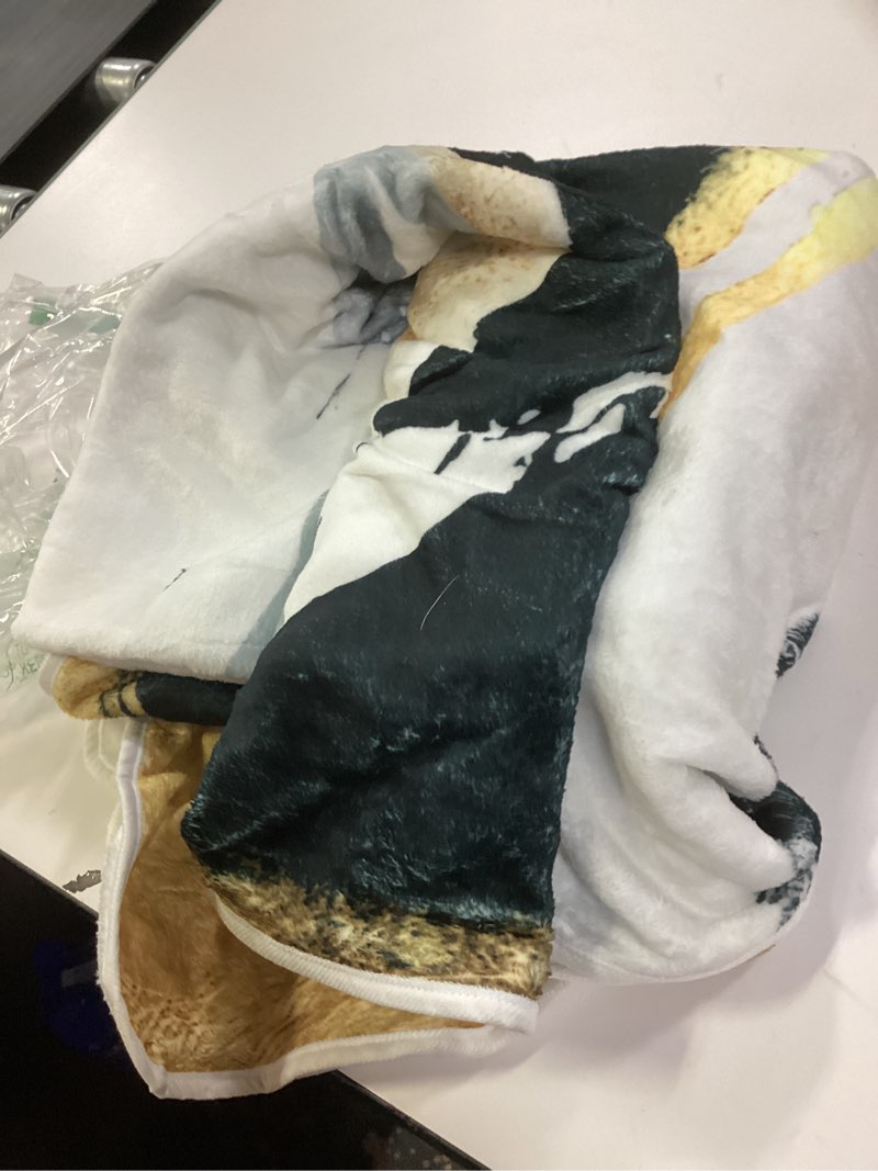 Condition photo showing As Is for SPBL&L Black White and Gold Throw Blanket, Minimalist Modern Ink Line Throw Blanket for Bed Couch Bedroom Living Room, Modern Room Home Decor Boho-black Gold