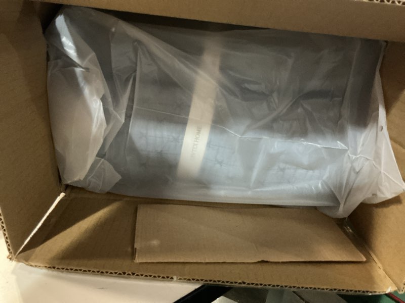 Condition photo showing New/Like New for levtex home - cross stitch chambray quilt set - king quilt + two king pillow shams - cross stitched pattern - quilt size (106x92in.) and pillow sham size (36x20in.) - reversible - cotton fabric quilt - king chambray