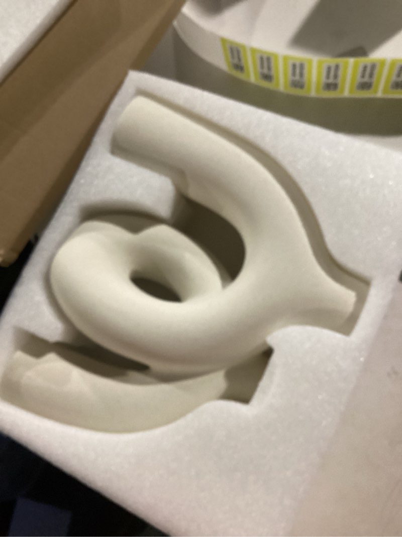 Condition photo showing Good Condition for Cream White Decorative Vase Set - Modern Hug Donut Ceramic Vases by JAS & JAX GOODS, Minimalist Boho Style Centerpiece for Console Table, Living Room, Bookshelf, or Fireplace Mantel