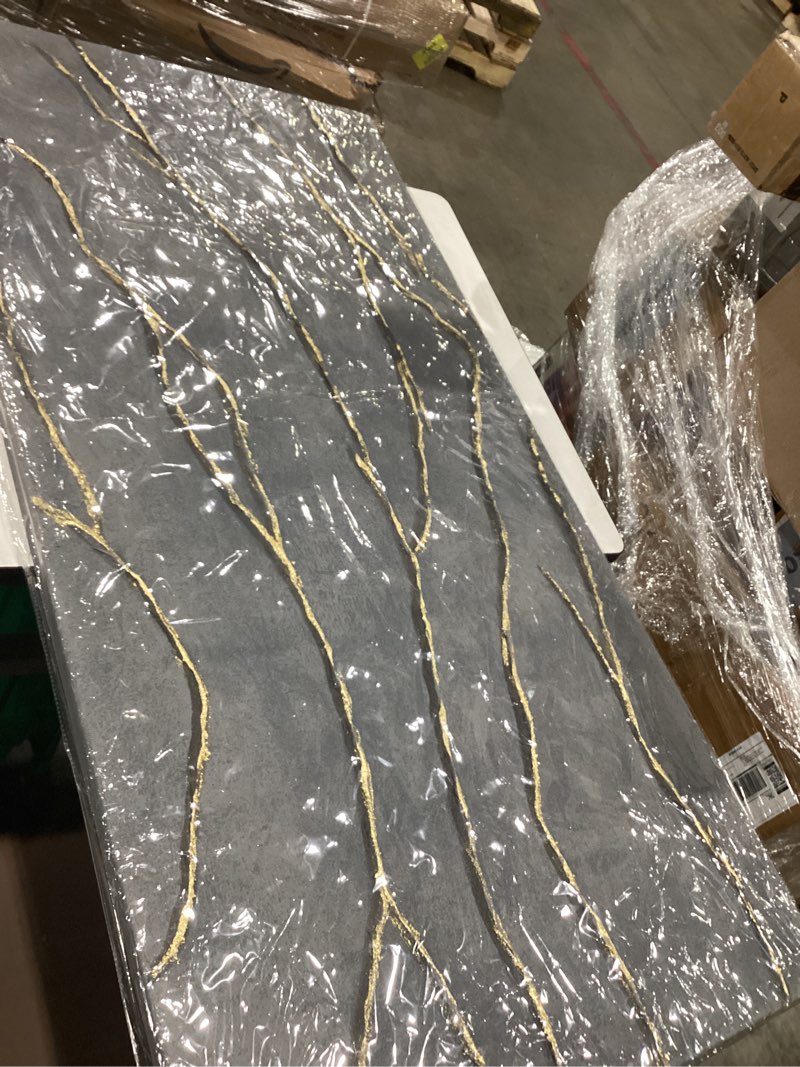Condition photo showing Good Condition for xianshou canvas wall art hand painted large gold and grey abstract painting textured wall decor 29"x58" home artwork decoration for living room office bedroom dining room 48"l x 24"w black and gold