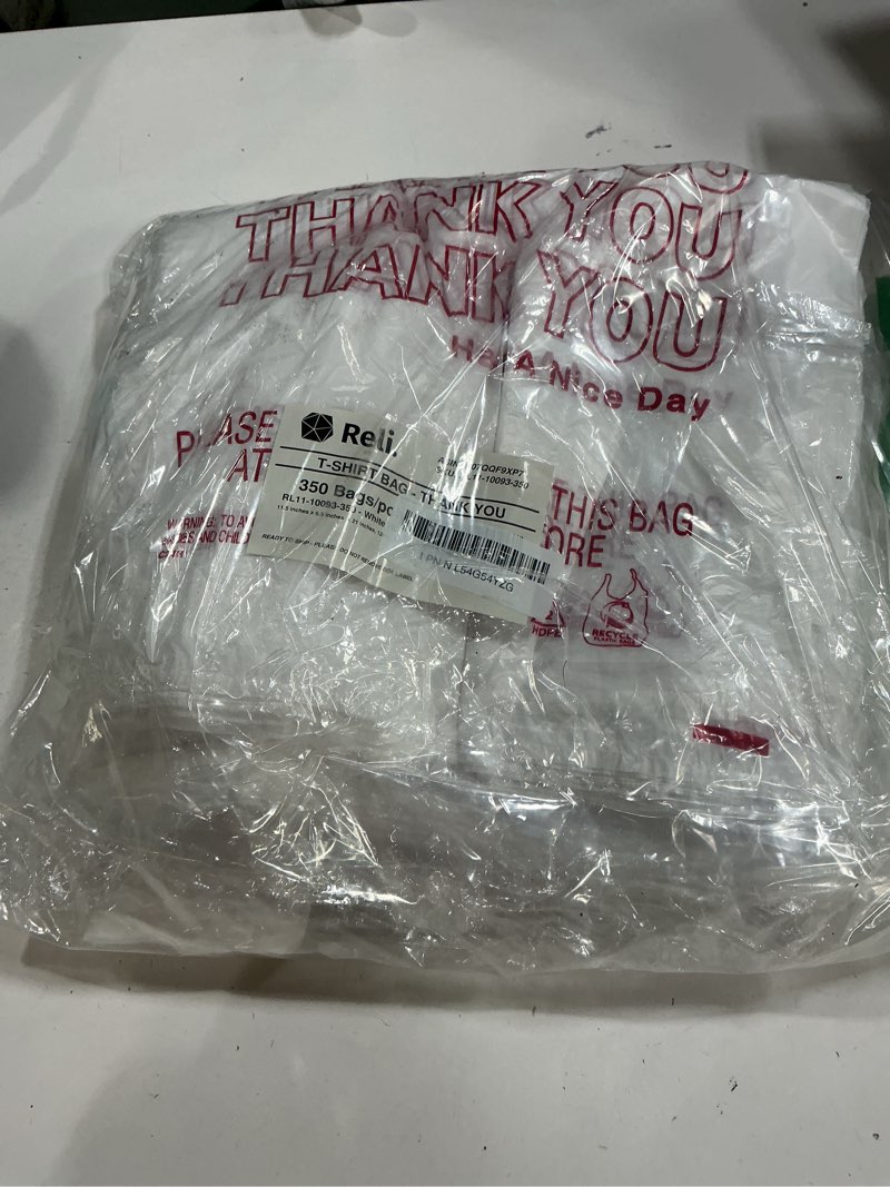 Condition photo showing New/Like New for Reli. Thank You Plastic Bags (350 Count) (11.5" x 6.5" x 21") (White) - Grocery, Shopping Bag, Restaurants, Convenience Store