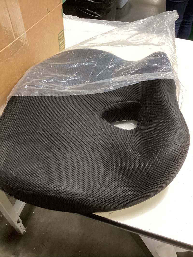 Condition photo showing Good Condition for car seat cushion, ergonomic memory foam car cushion for sciatica pain relief, larger driving seat pillow for short drivers on long drives - butt pillow for truck, office, wheelchair - classic black classic black standard