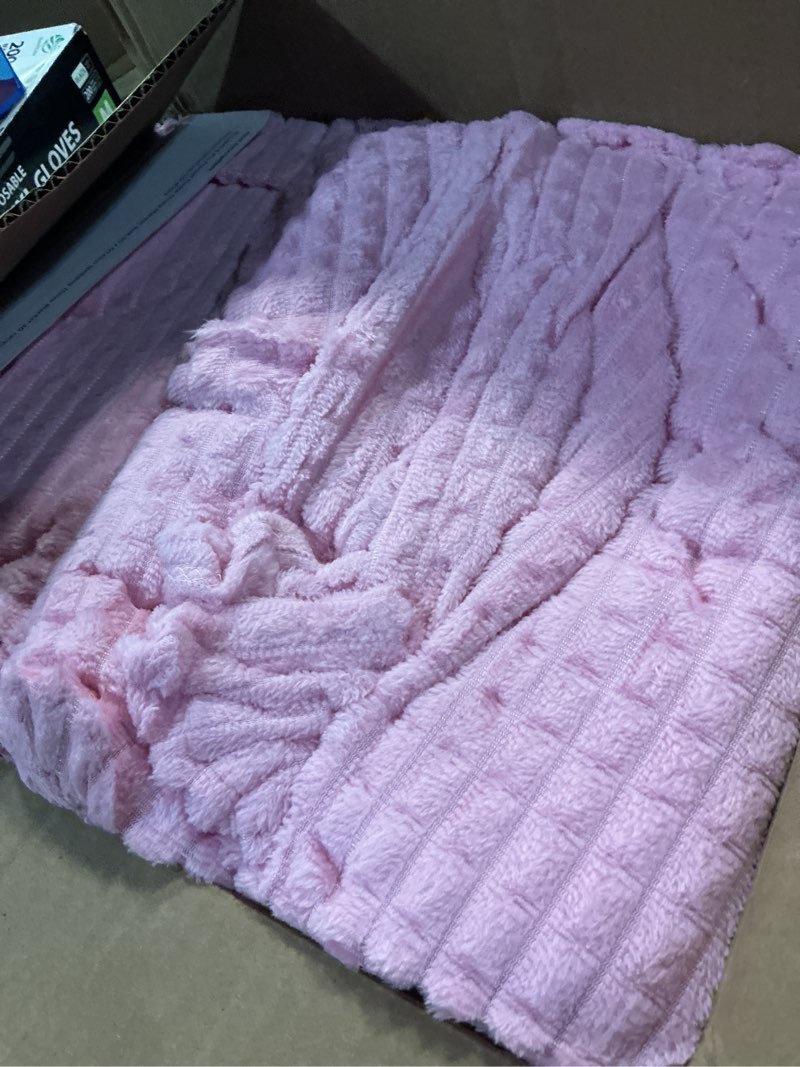 Condition photo showing Good Condition for buryeah 6 pcs flannel sleepover party throw blanket bulk 50 x 60 inch oeko-tex standard 100 certified wedding throw blanket 3d jacquard grid design for donation homeless (pink) pink 6