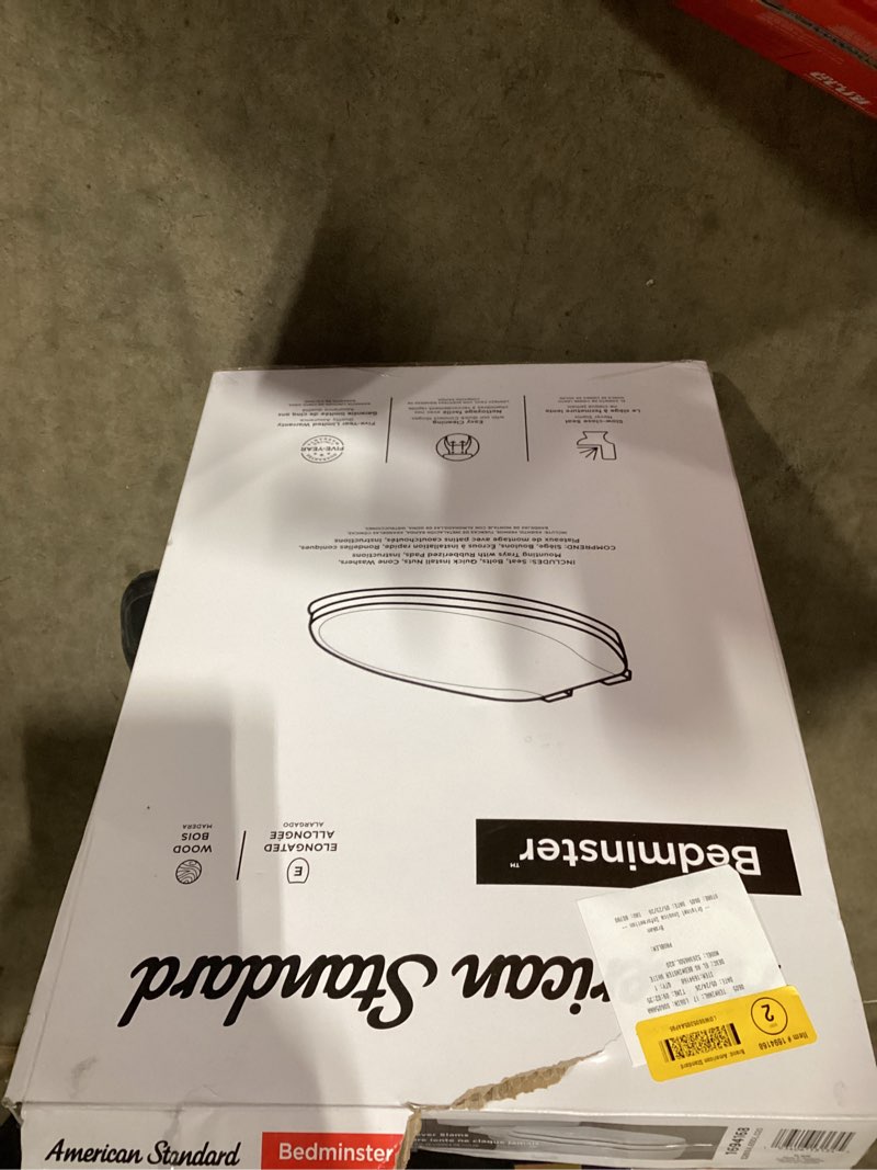 Condition photo showing Good Condition for american standard bedminster wood white elongated soft close toilet seat