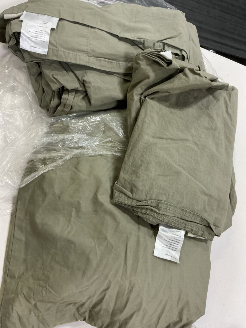Condition photo showing Good Condition for organic crisp percale sheet set, full, dried sage