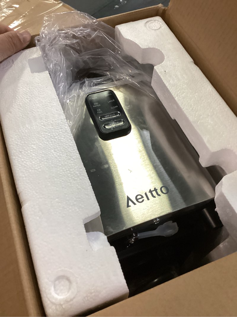 Condition photo showing Good Condition for Aeitto Ice Maker Countertop 26lbs/24H, Ice Machine 8 Ice Cubes Ready in 6 Mins, 2 Sizes of Bullet Ice Portable Ice Makers with Basket & Scoop, Auto Self-Cleaning for Home/Kitchen/Office Stainless Stainless Silver