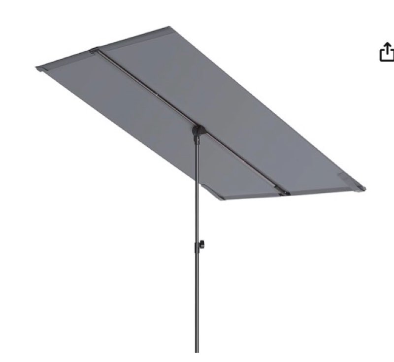 homshade 6x4ft outdoor balcony umbrella - flat porch pool patio umbrella rectangular canopy shade up