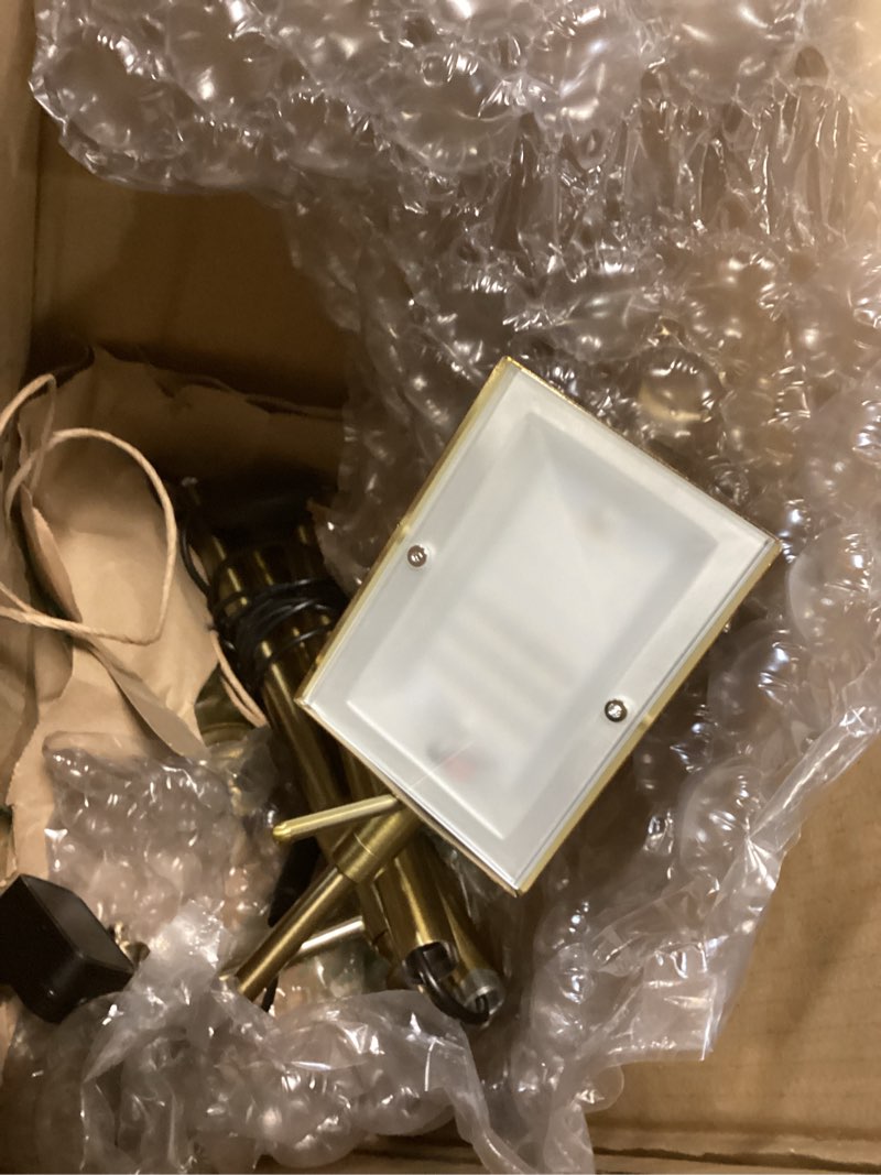 Condition photo showing As Is for Dimmable Pharmacy Floor Lamp with Remote, 15W LED Reading Floor Lamp with 360°Swing Arm, 3 Color Temperature, Height Adjustable Gold Standing Task Lamp for Living Room, Bedroom, Office, Antique Brass