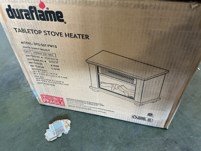 Condition photo showing New/Like New for duraflame Tabletop Stove Heater - DFS-567-PW13 -  Walnut